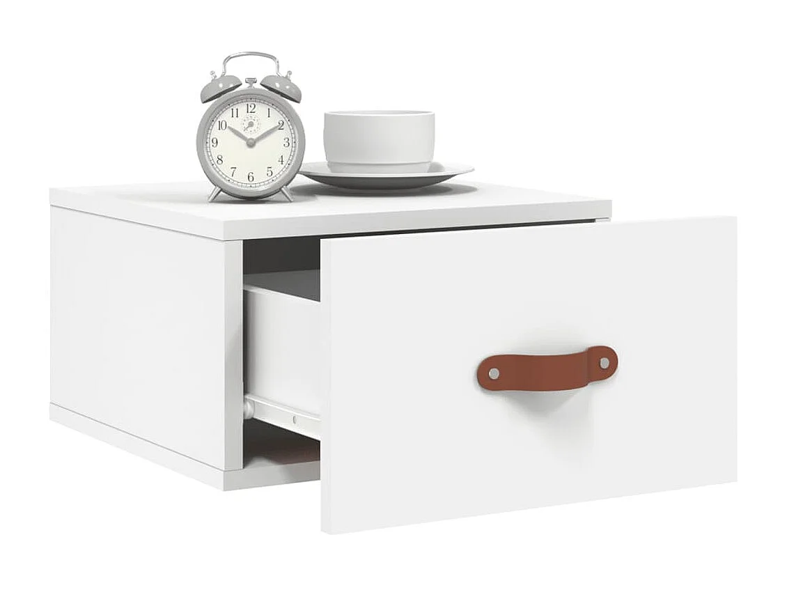 Table de chevet murale blanc 35x35x20 cm QPD56413