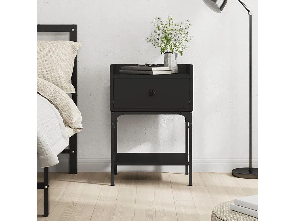 Table de chevet noir 40,5x31x60 cm bois d'ingénierie QPD49034