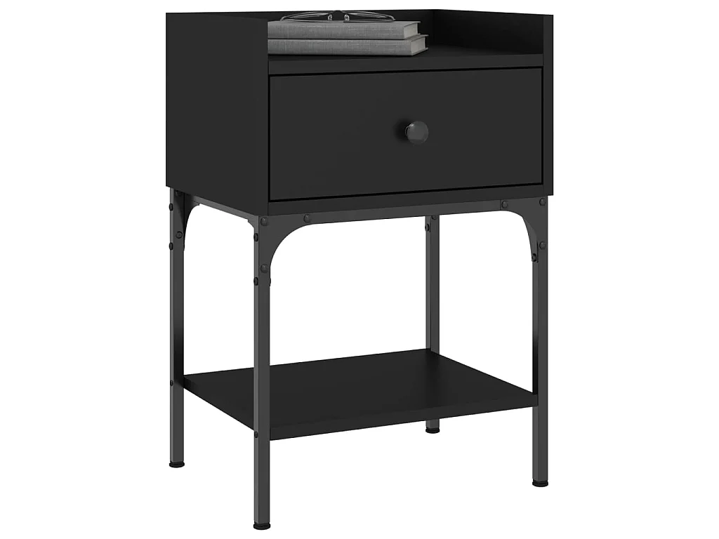 Table de chevet noir 40,5x31x60 cm bois d'ingénierie QPD49034