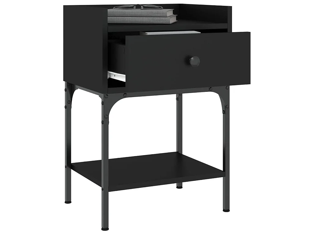 Table de chevet noir 40,5x31x60 cm bois d'ingénierie QPD49034