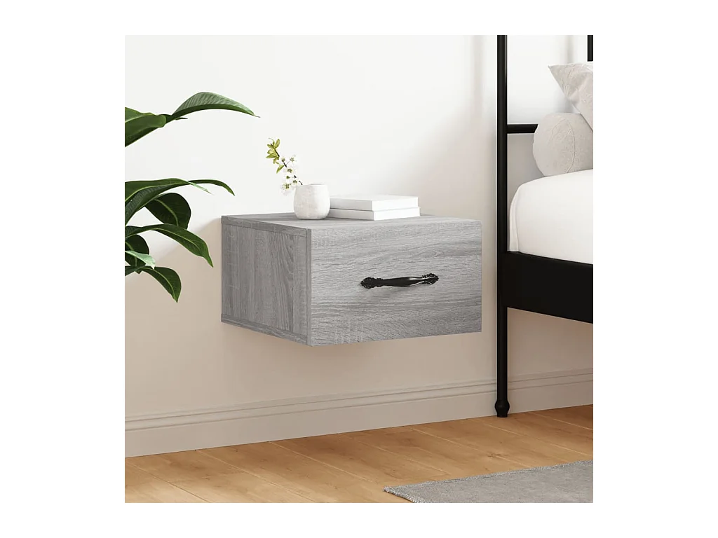 Table de chevet murale sonoma gris 35x35x20 cm QPD91343