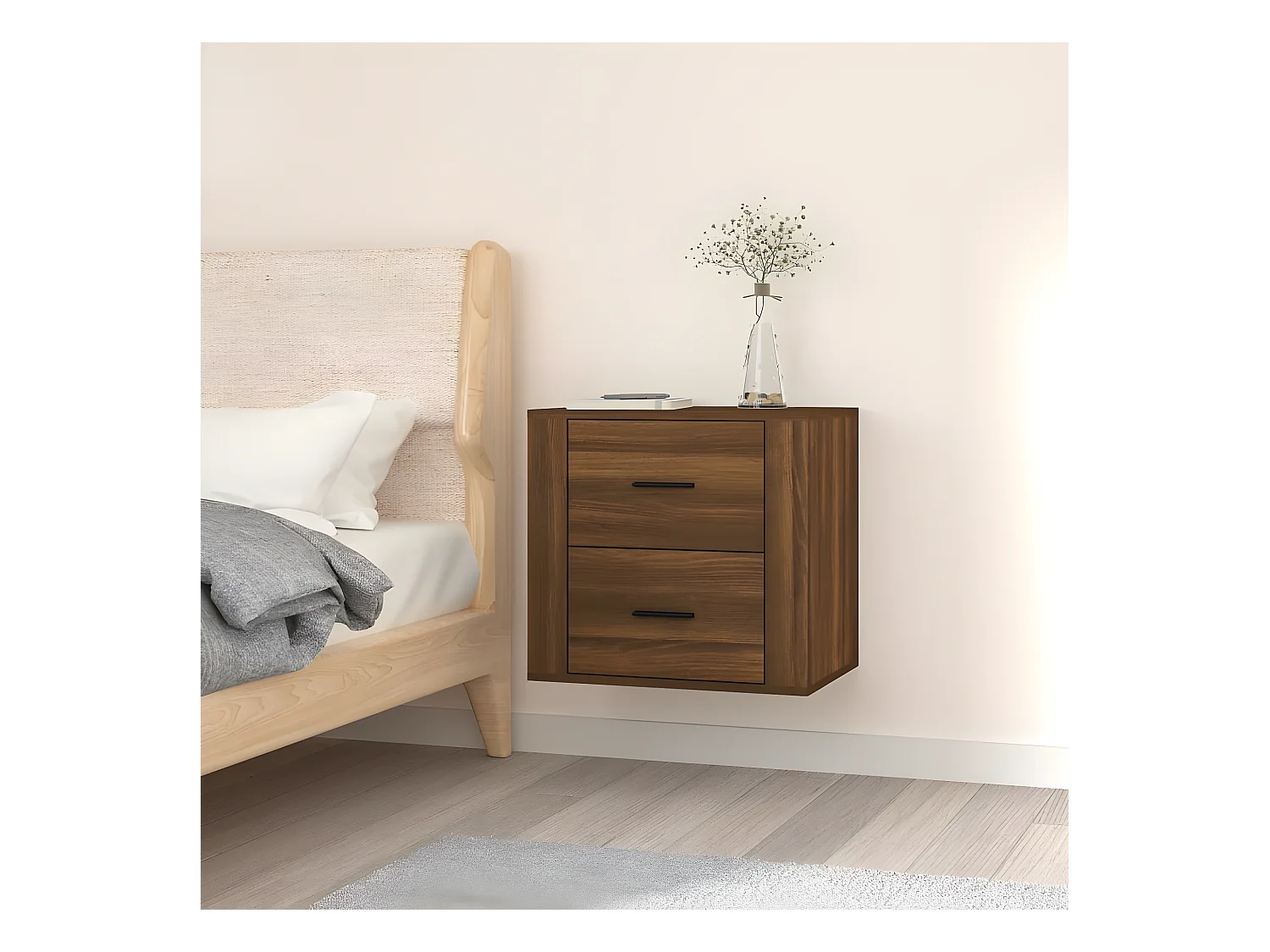 Table de chevet murale Chêne marron 50x36x47 cm KEFWE86881