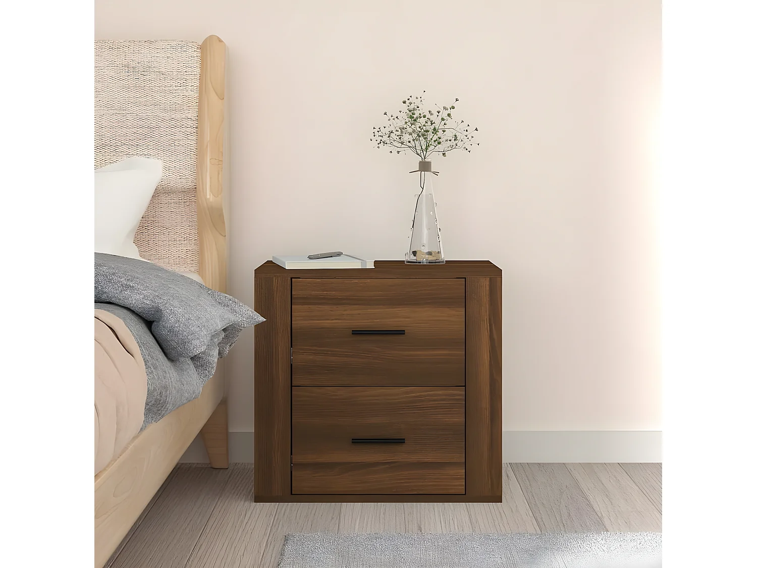 Table de chevet murale Chêne marron 50x36x47 cm KEFWE86881