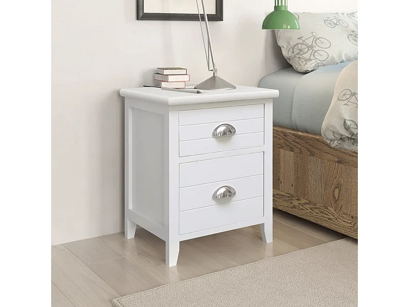 Mesa de cabeceira com 2 gavetas 2 pcs branco PT49301