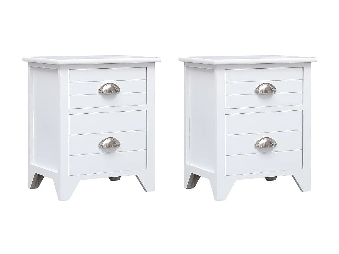 Lot de 2 Tables de chevet avec 2 tiroirs Blanc KEFWE16523