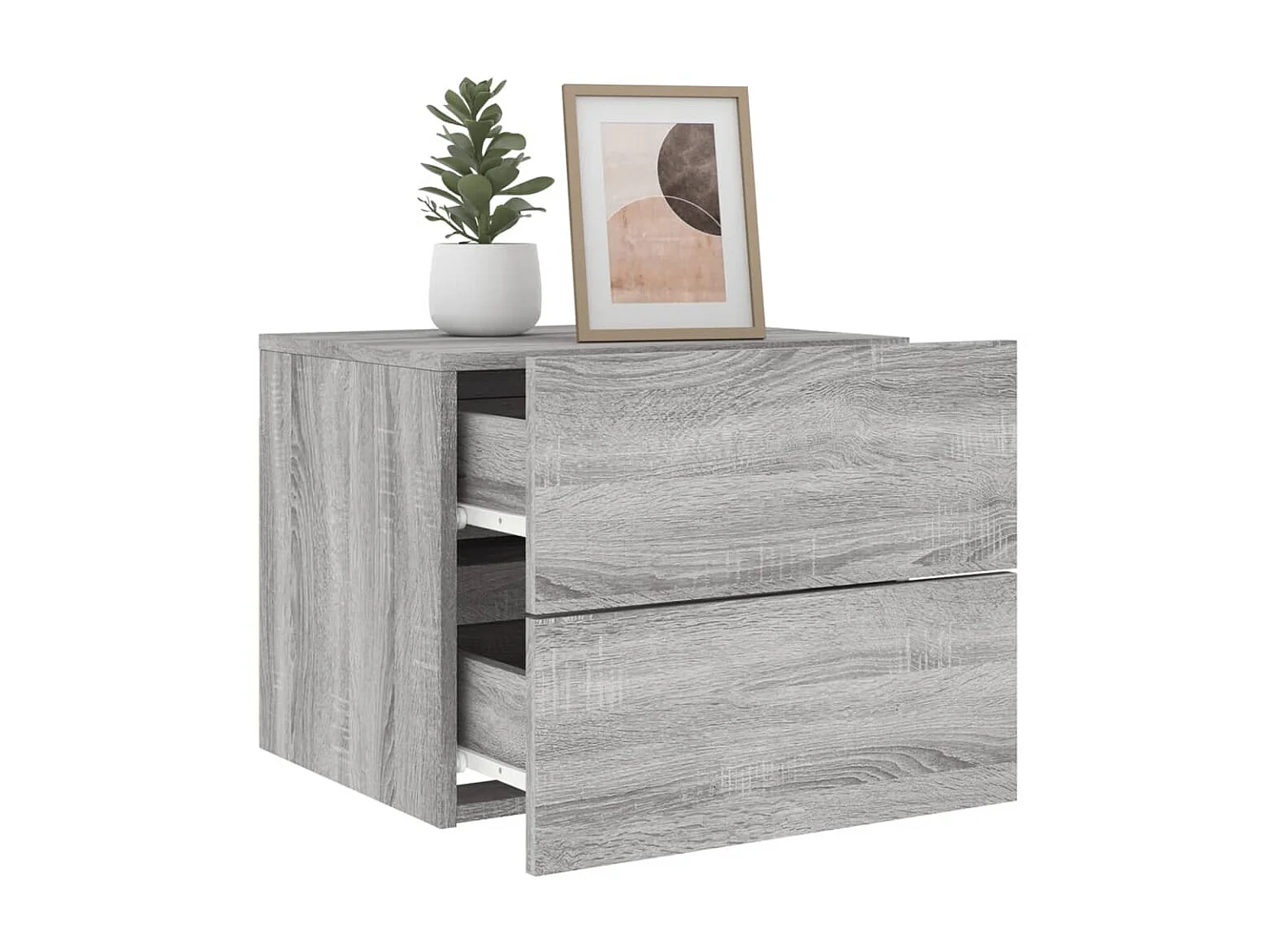 Mesa de cabeceira de parede com luzes LED cinzento sonoma PT95206