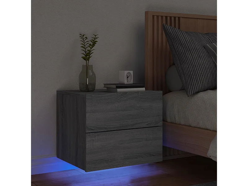 Nachtkastje met LED's wandgemonteerd grijs sonoma eikenkleurig NL44121