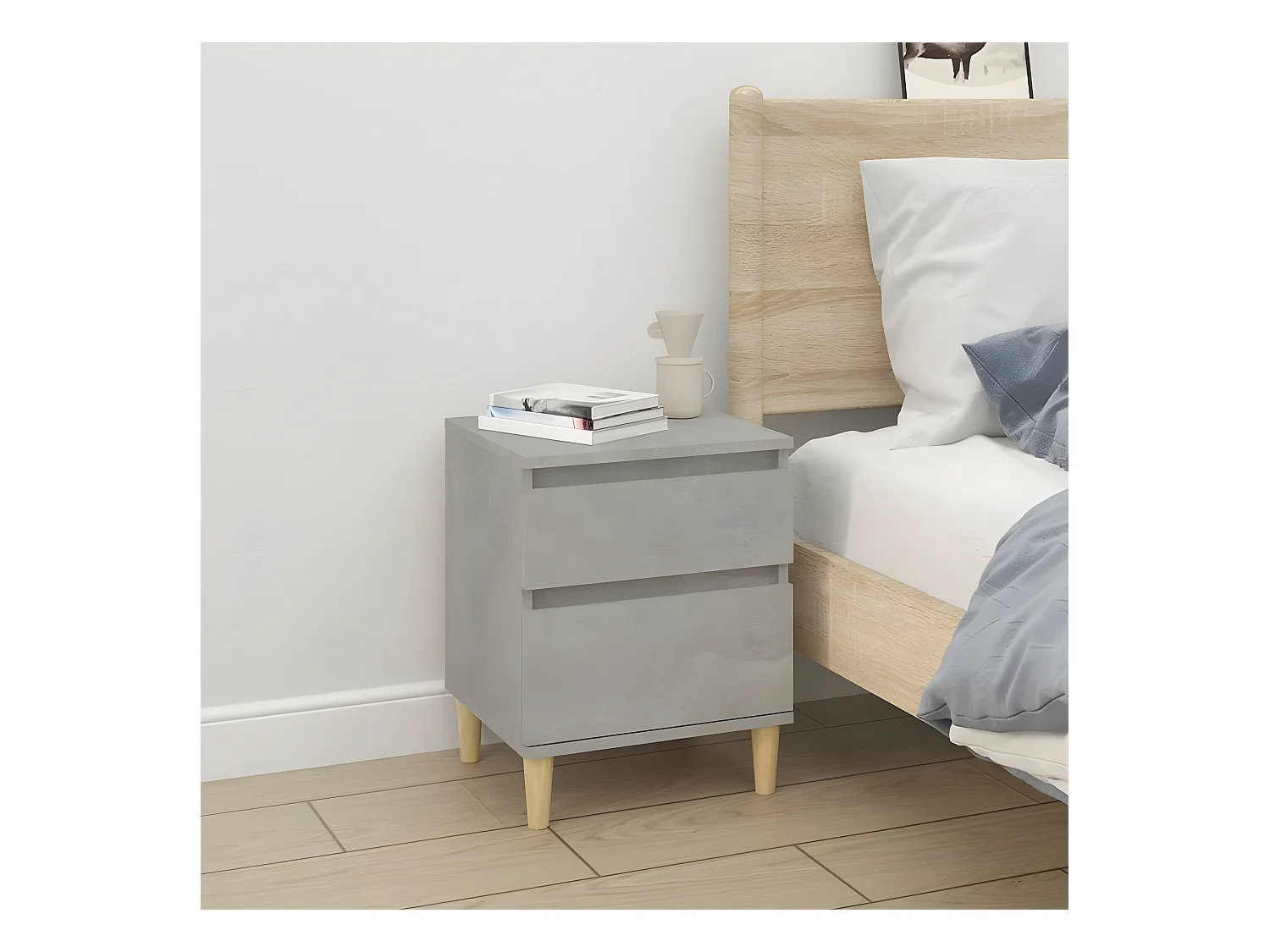 Table de chevet Gris béton 40x35x50 cm KEFWE74311