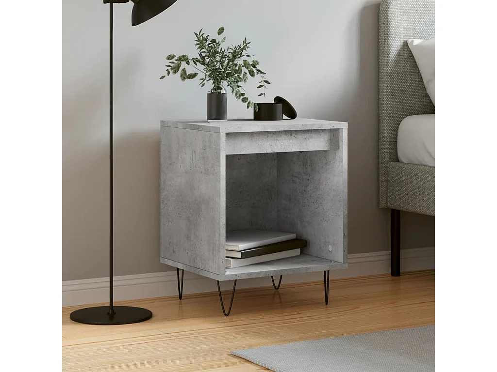 Table de chevet gris béton 40x35x50 cm bois d'ingénierie QPD52131