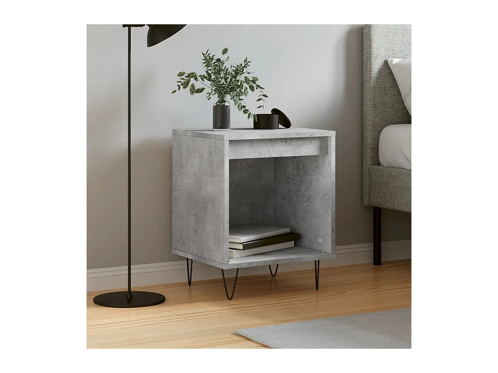 Table de chevet gris béton 40x35x50 cm bois d'ingénierie QPD52131