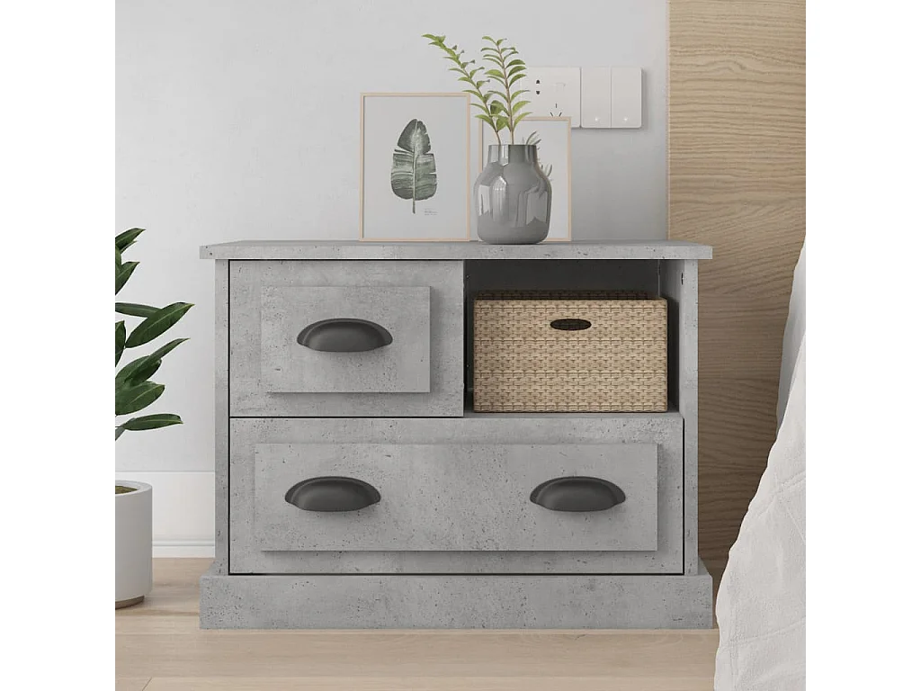 Table de chevet gris béton 60x39x45 cm KEFWE80333