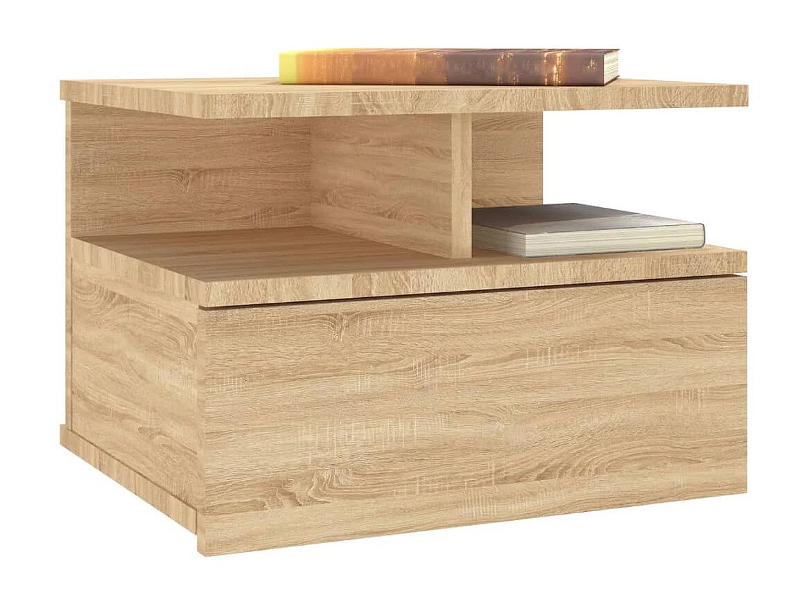 Mesita de noche flotante madera roble Sonoma 40x31x27 cm ES51607