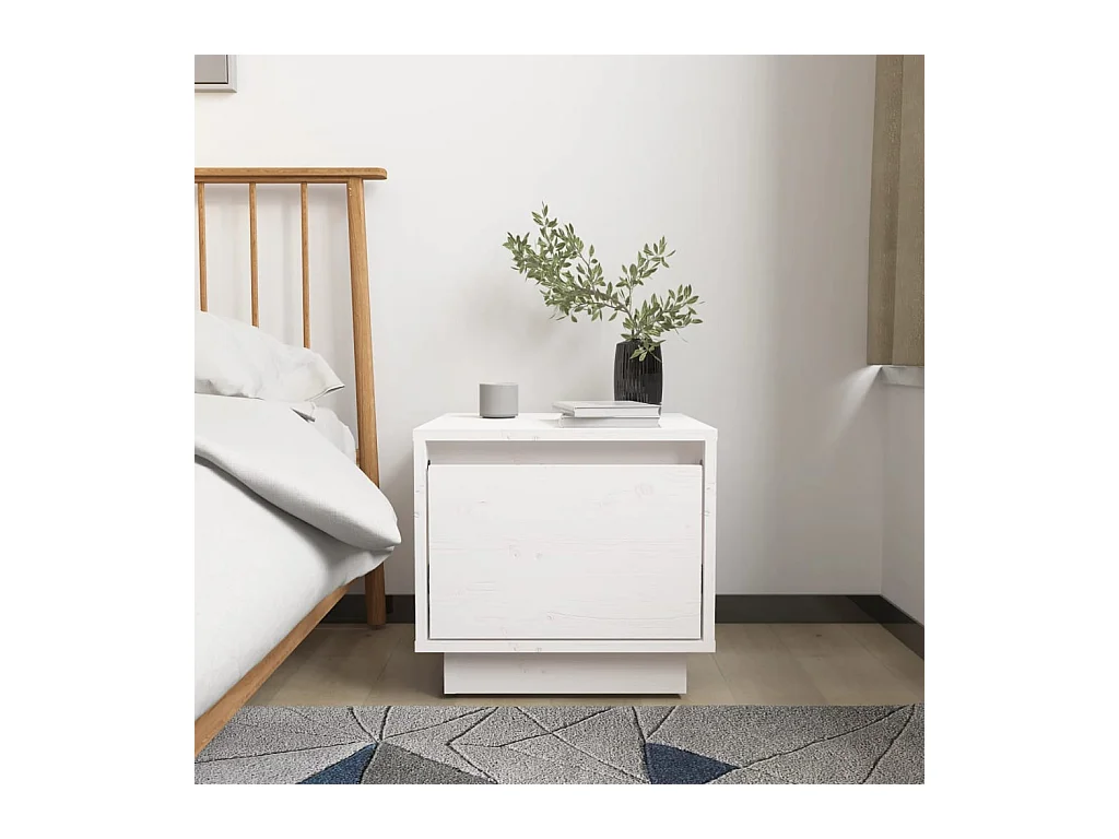 Table de chevet Blanc 35x34x32 cm Bois de pin solide KEFWE20557