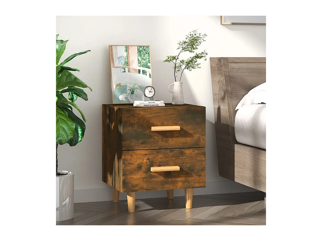 Table de chevet Chêne fumé 40x35x47,5 cm KEFWE12743
