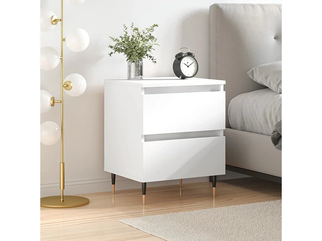 Mesita de noche madera contrachapada blanco 40x35x50 cm ES81690