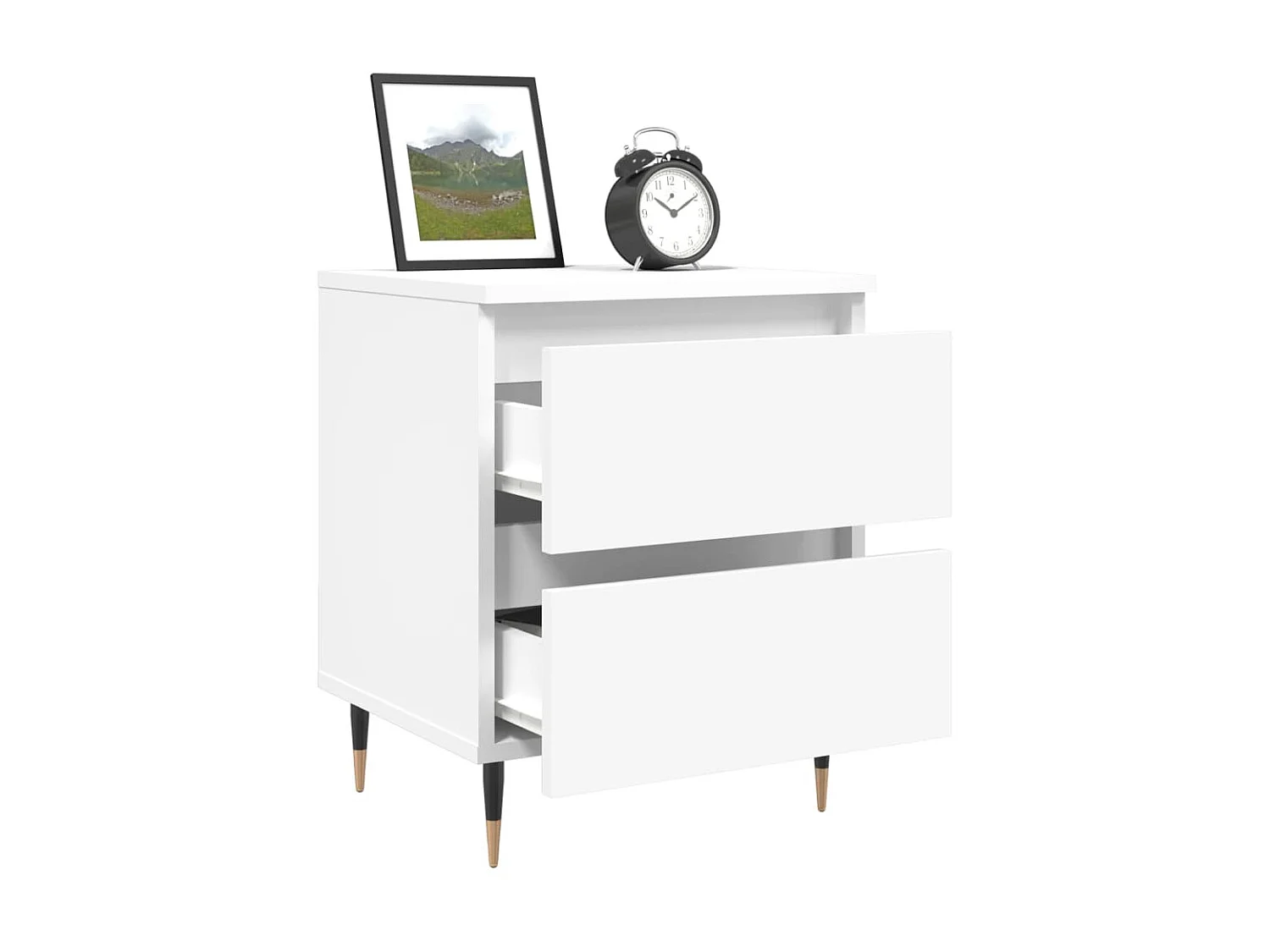 Mesita de noche madera contrachapada blanco 40x35x50 cm ES81690