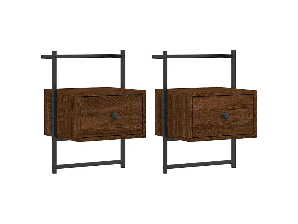 Lote de 2 Mesitas de noche de pared marrón roble 35x30x51 cm ES85153