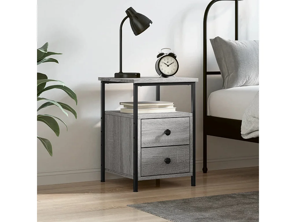 Table de chevet sonoma gris 34x35,5x50 cm bois d'ingénierie QPD90088