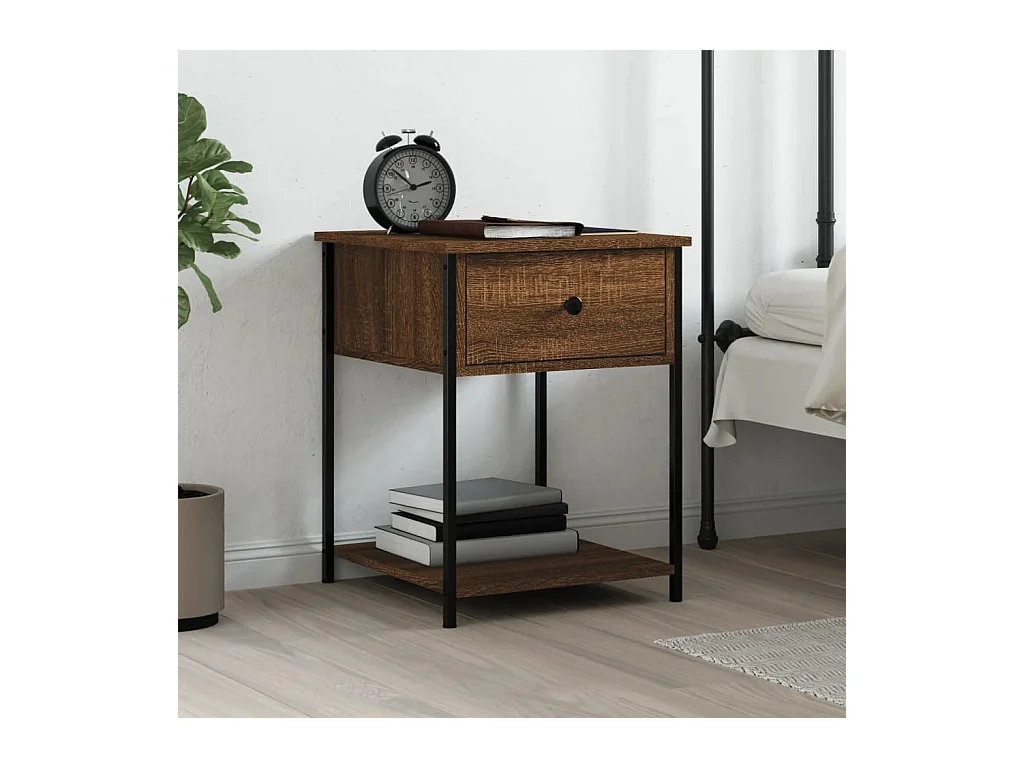 Table de chevet chêne marron 44x45x58 cm bois d'ingénierie QPD60994