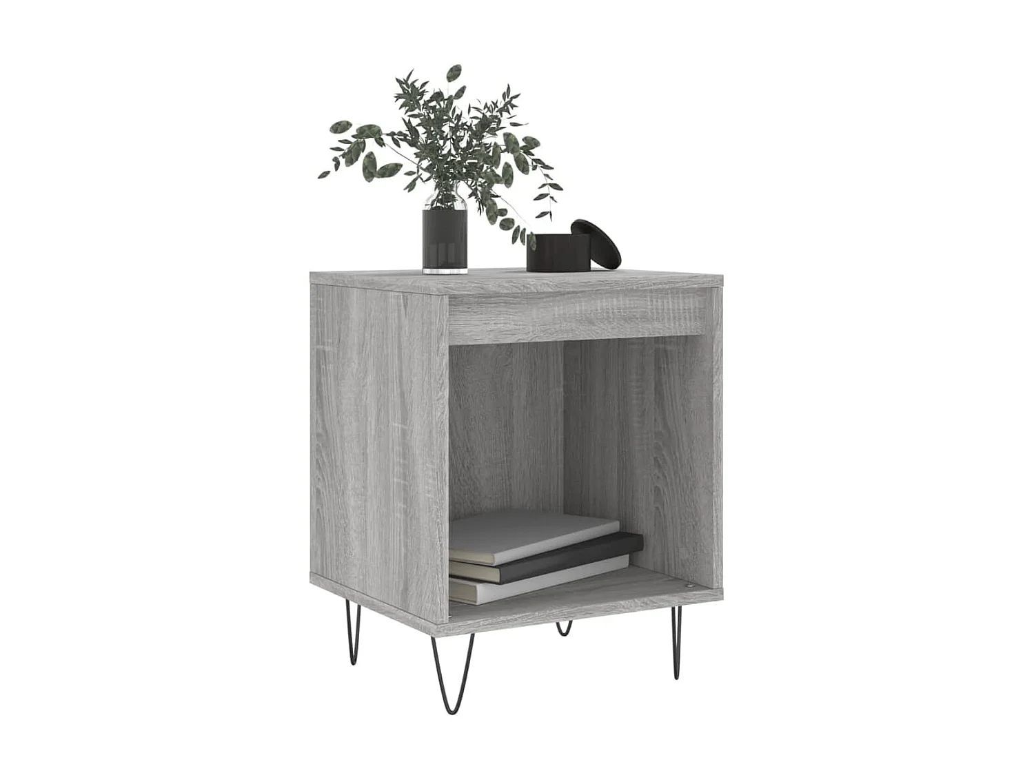 Mesita de noche madera de ingeniería gris Sonoma 40x35x50 cm ES76906