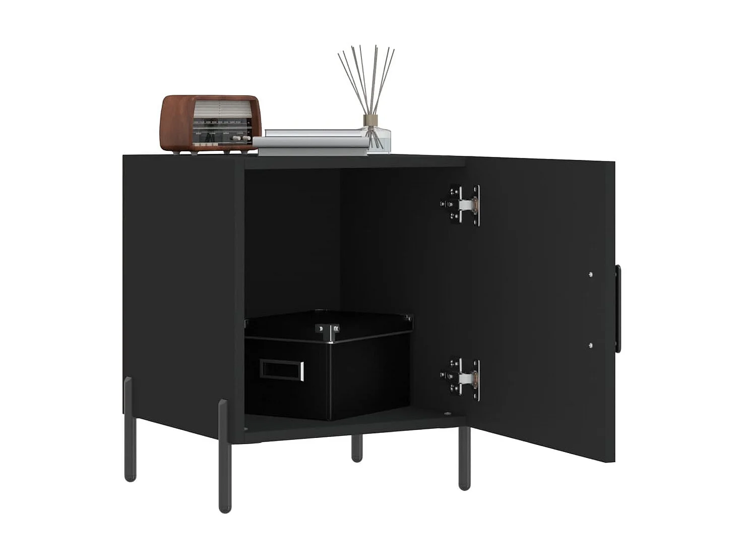 Mesa de cabeceira 40x40x50 cm derivados de madeira preto PT37285