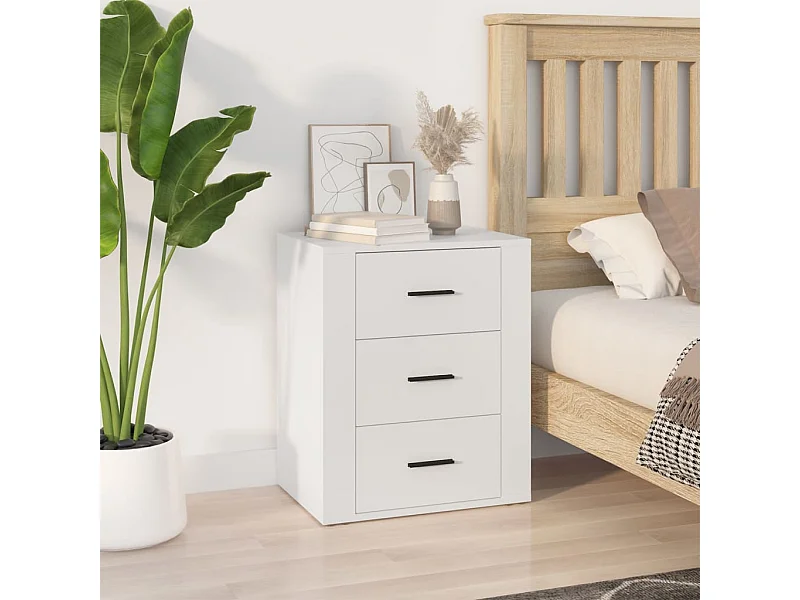 Mesa de cabeceira 50x36x60 cm derivados de madeira branco PT22777