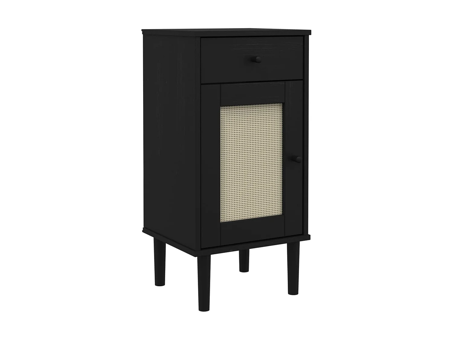 Nachtkastje SENJA rattan-look 40x35x80 cm grenenhout zwart NL35847