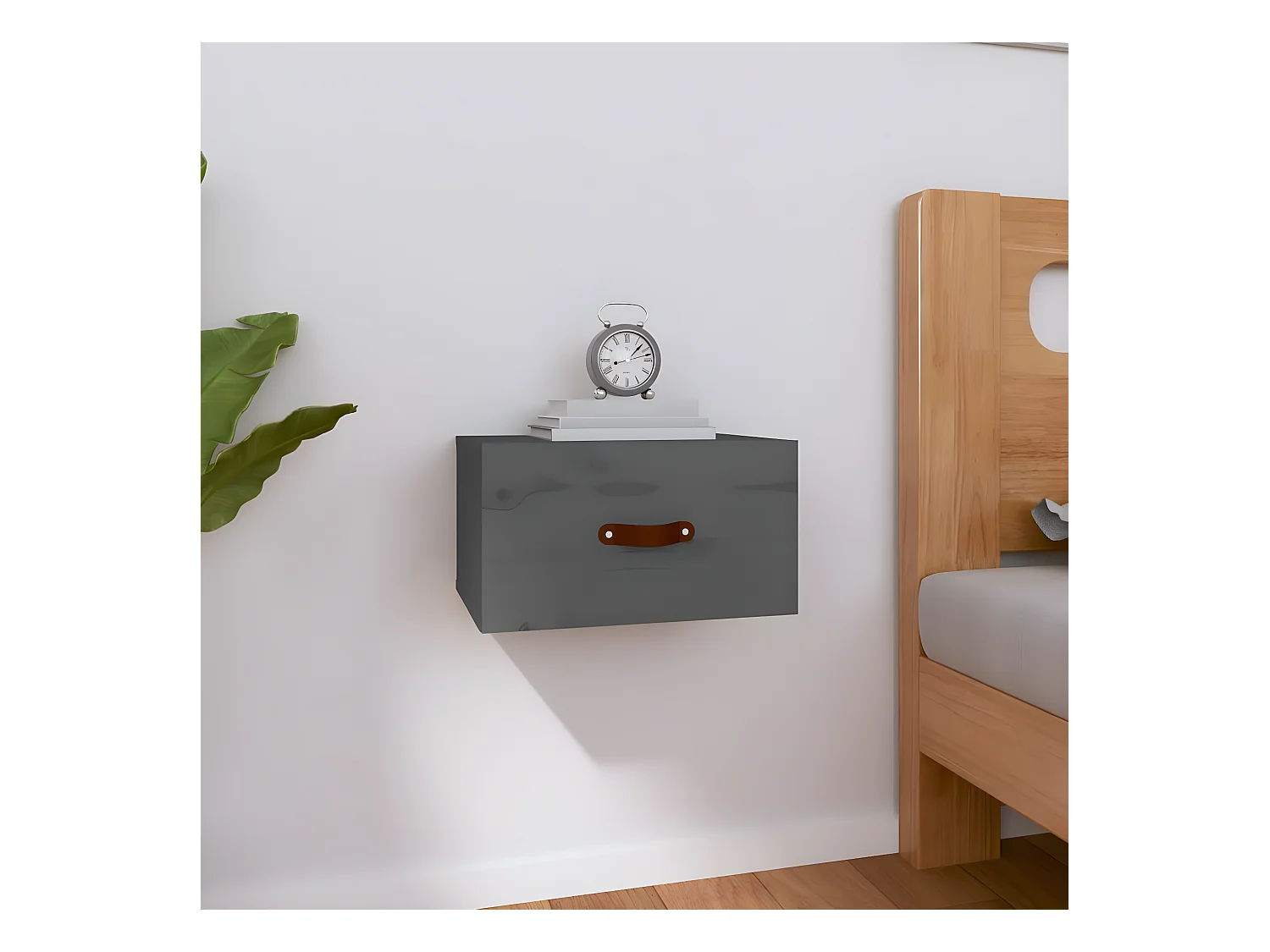 Table de chevet murale Gris 40x29,5x22 cm KEFWE85010