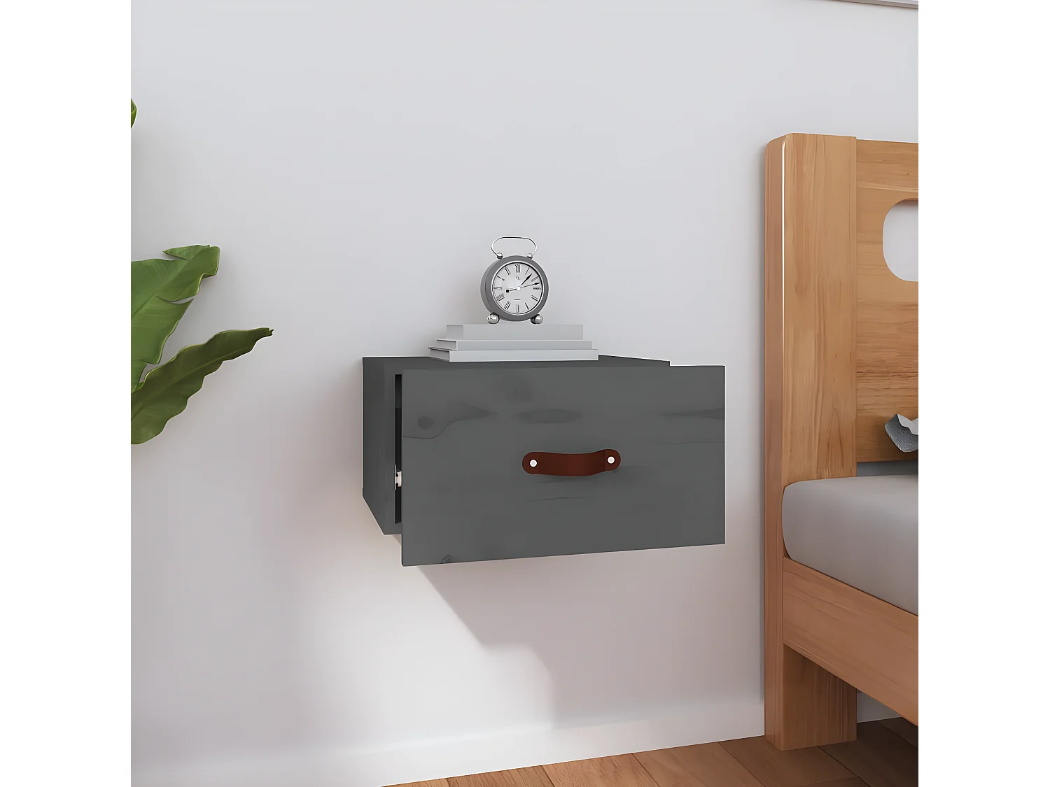 Table de chevet murale Gris 40x29,5x22 cm KEFWE85010