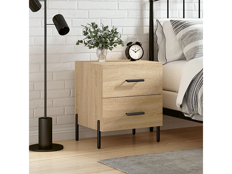 Mesita de noche madera de ingeniería roble Sonoma 40x35x47,5 cm ES37360