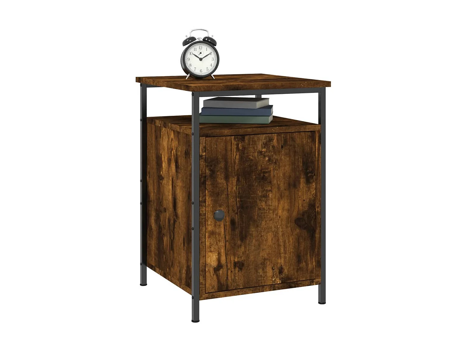 Table de chevet chêne fumé 40x42x60 cm bois d'ingénierie QPD49561