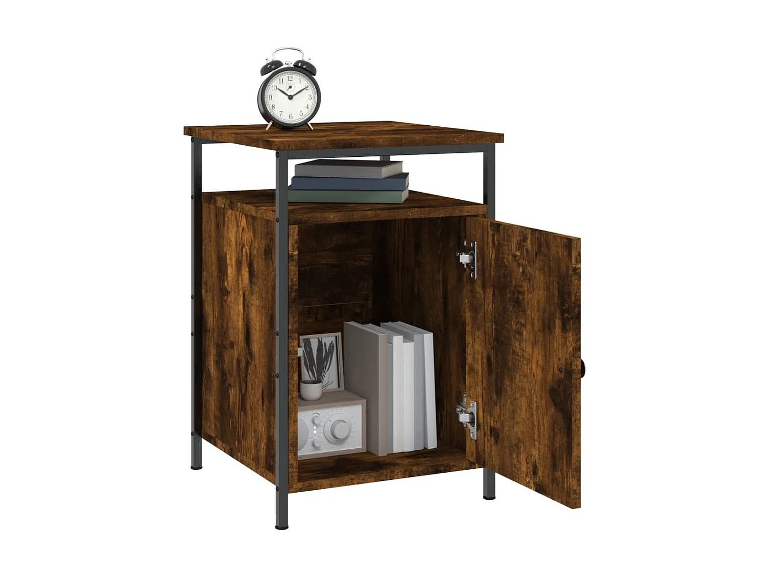 Table de chevet chêne fumé 40x42x60 cm bois d'ingénierie QPD49561