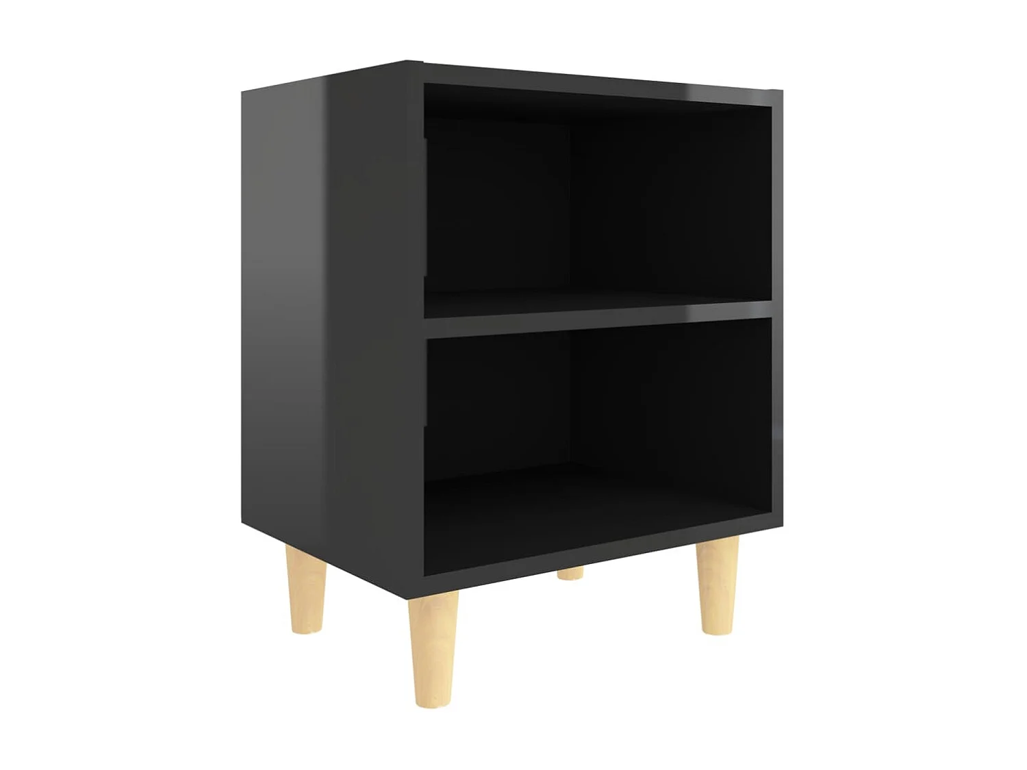 Nachtkastje met houten poten 40x30x50 cm hoogglans zwart NL83017