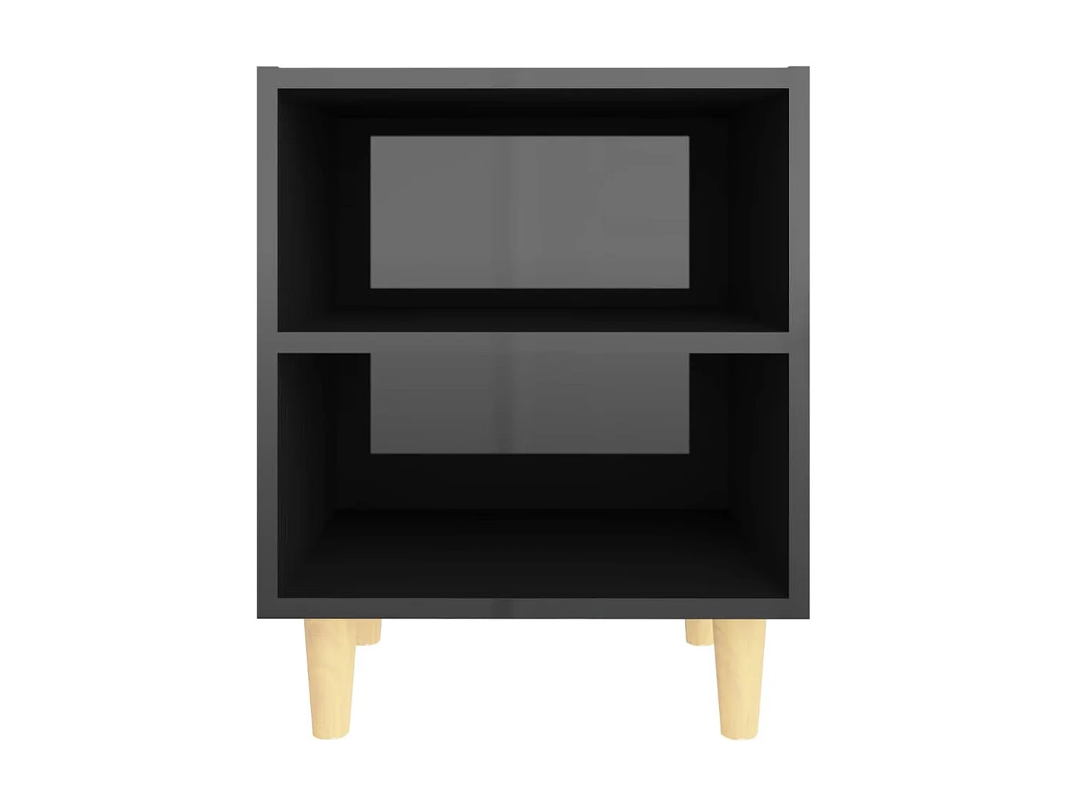 Nachtkastje met houten poten 40x30x50 cm hoogglans zwart NL83017