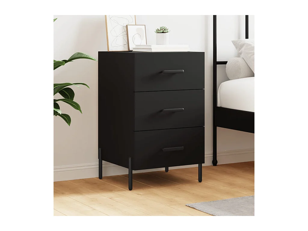 Nachtkastje 40x40x66 cm bewerkt hout zwart NL76743