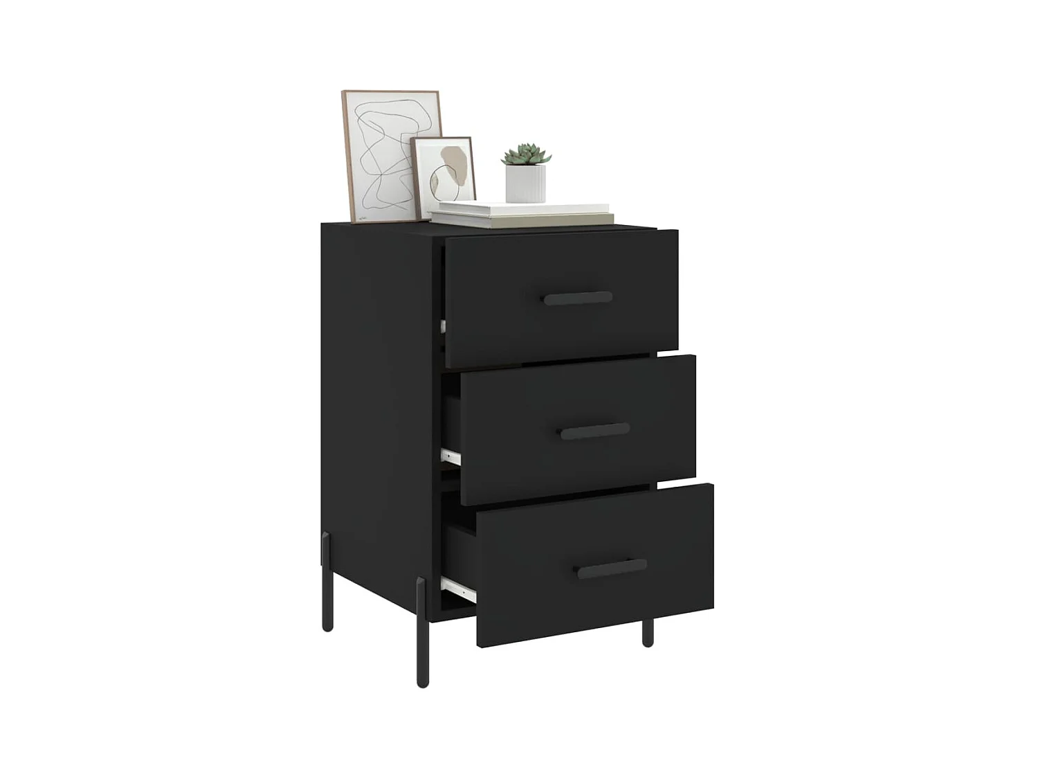 Nachtkastje 40x40x66 cm bewerkt hout zwart NL76743