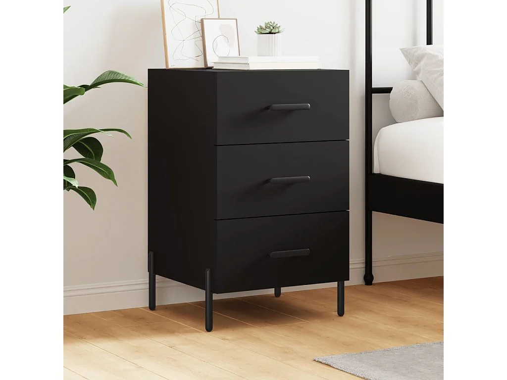 Nachtkastje 40x40x66 cm bewerkt hout zwart NL76743