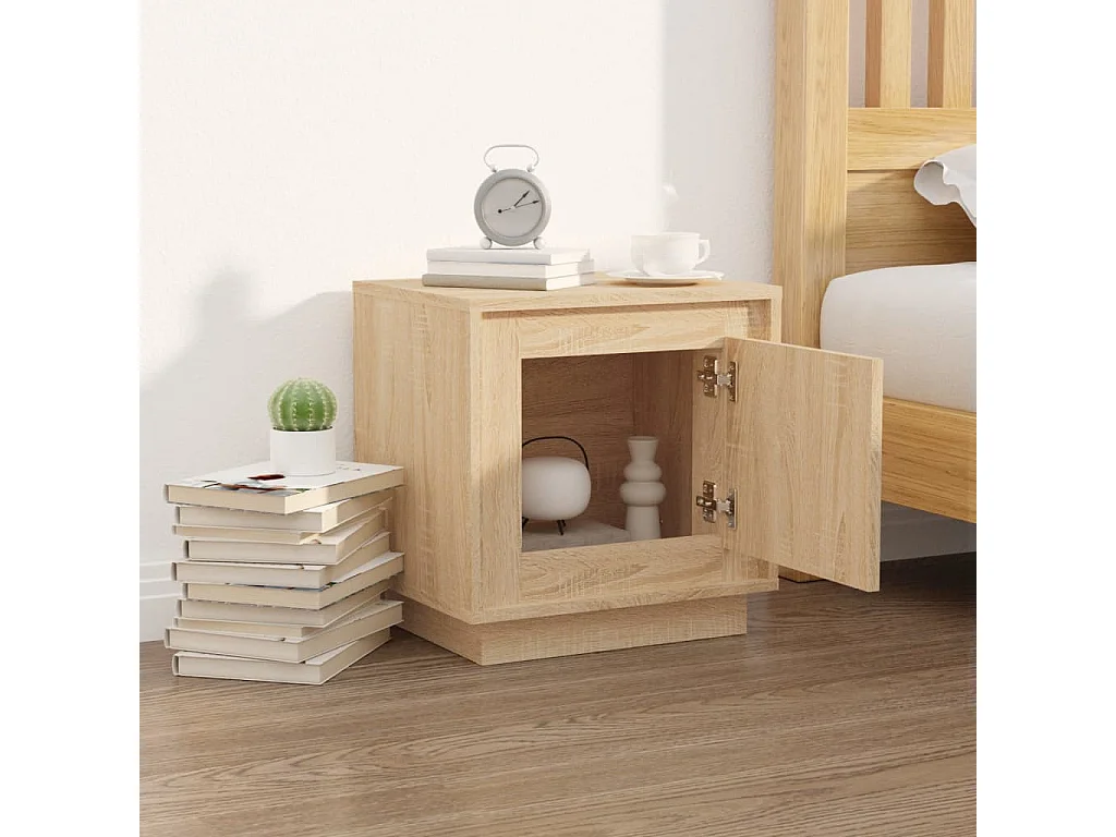 Mesita de noche madera contrachapada roble sonoma 44x35x45 cm ES49940