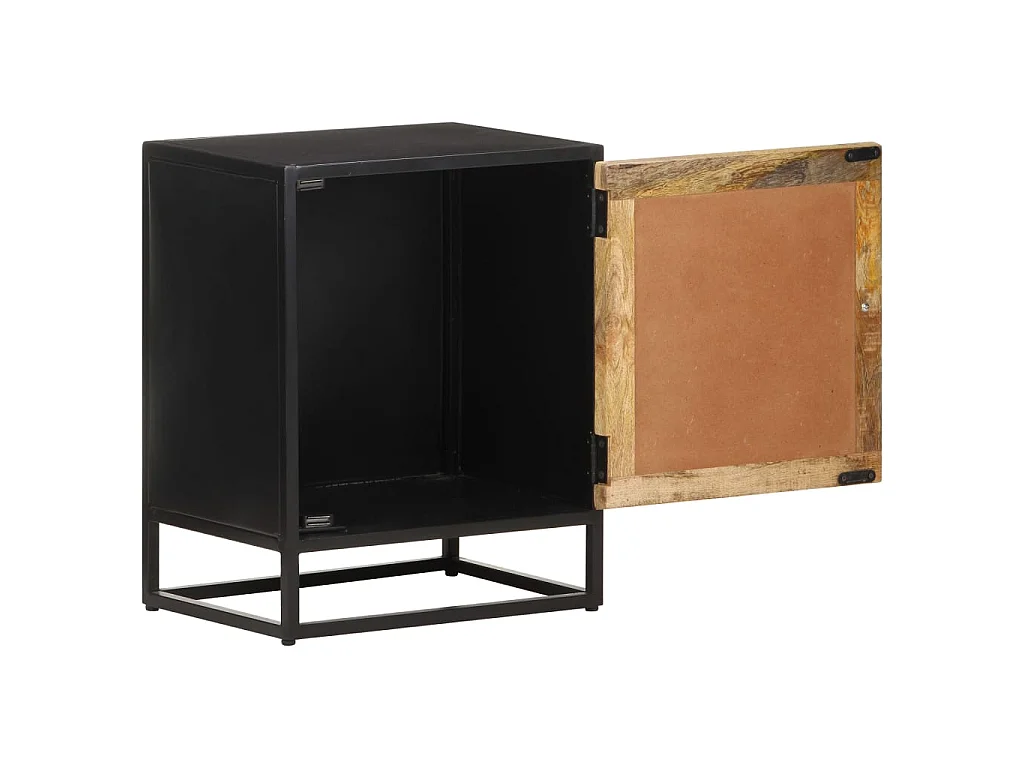 Mesita de noche de madera de mango rugosa 40x30x50 cm ES72337