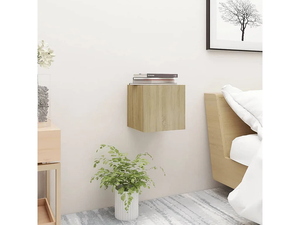 Table de chevet Chêne sonoma 30,5x30x30 cm Aggloméré KEFWE59049