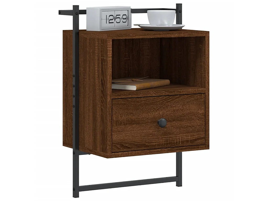 Mesa cabeceira parede 40x30x61 deriv. madeira carvalho castanho PT68658