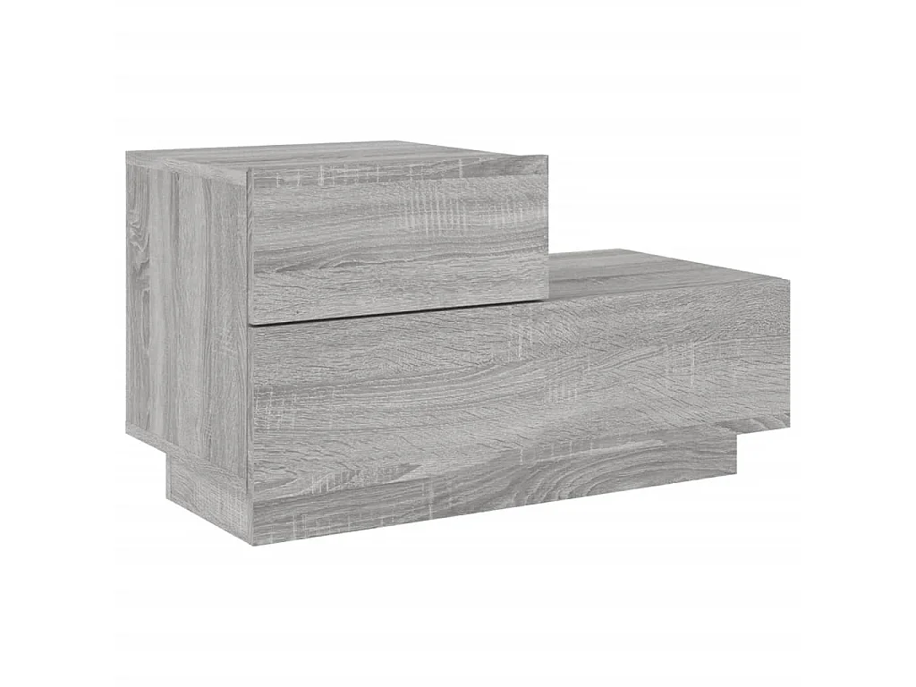 Table de chevet avec lumières LED sonoma gris 70x36x40,5 cm KEFWE56943