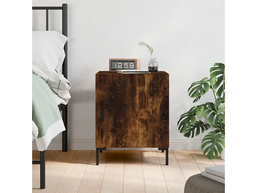 Nachtkastje 40x40x50 cm bewerkt hout gerookt eikenkleurig NL24016
