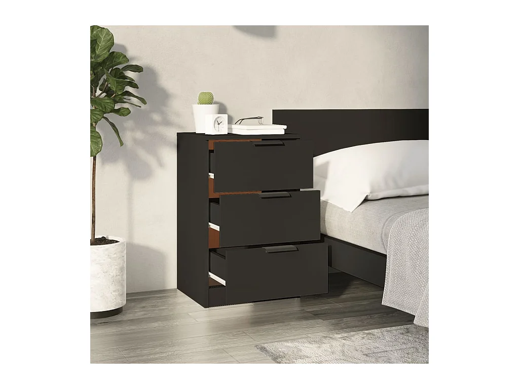 Table de chevet noir 40x36x65 cm QPD67895