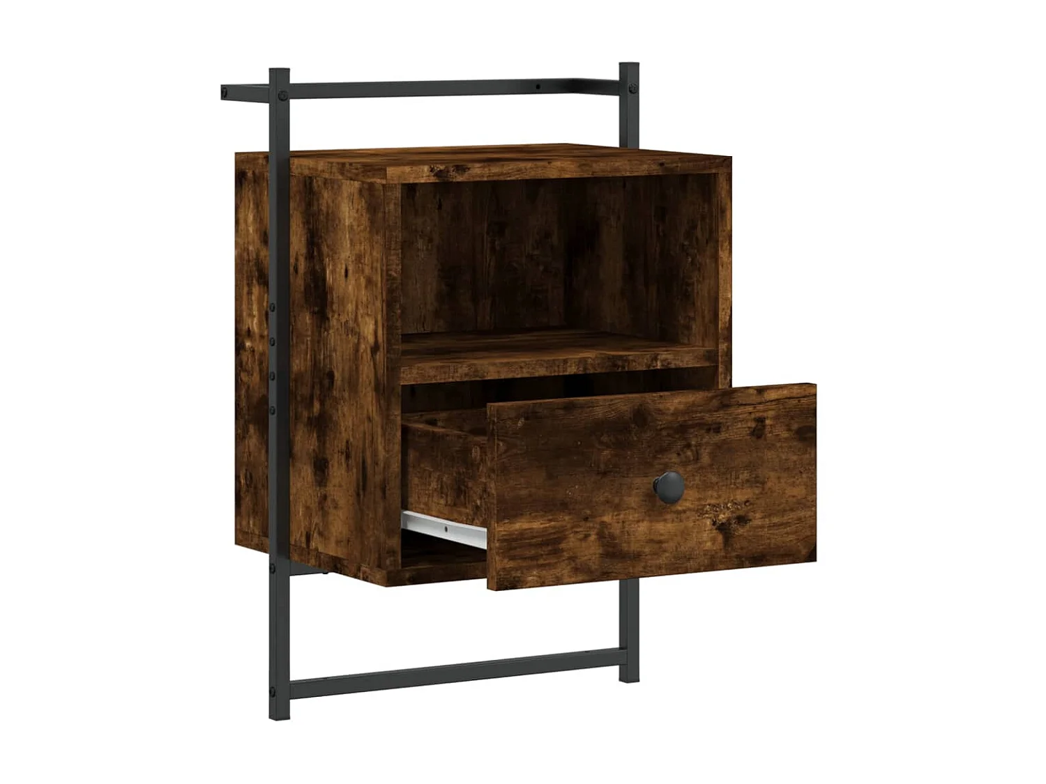 Table de chevet murale chêne fumé 40x30x61 cm bois d'ingénierie QPD19679