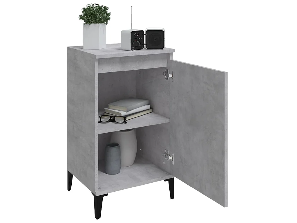 Mesita de noche madera contrachapada gris hormigón 40x35x70 cm ES21801