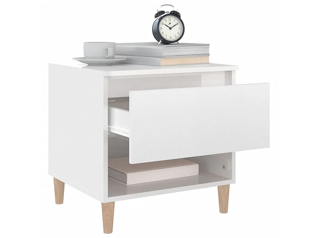 Mesa de cabeceira 50x46x50cm derivados madeira branco brilhante PT45840