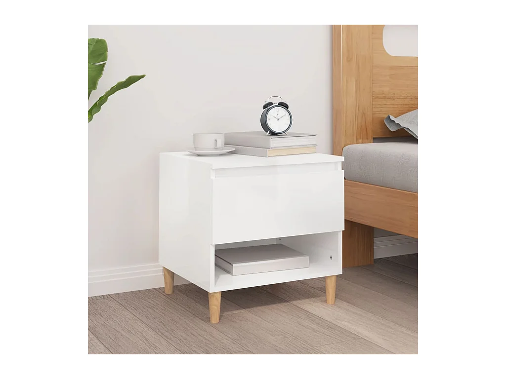 Table de chevet Blanc brillant 50x46x50 cm Bois d'ingénierie KEFWE54595