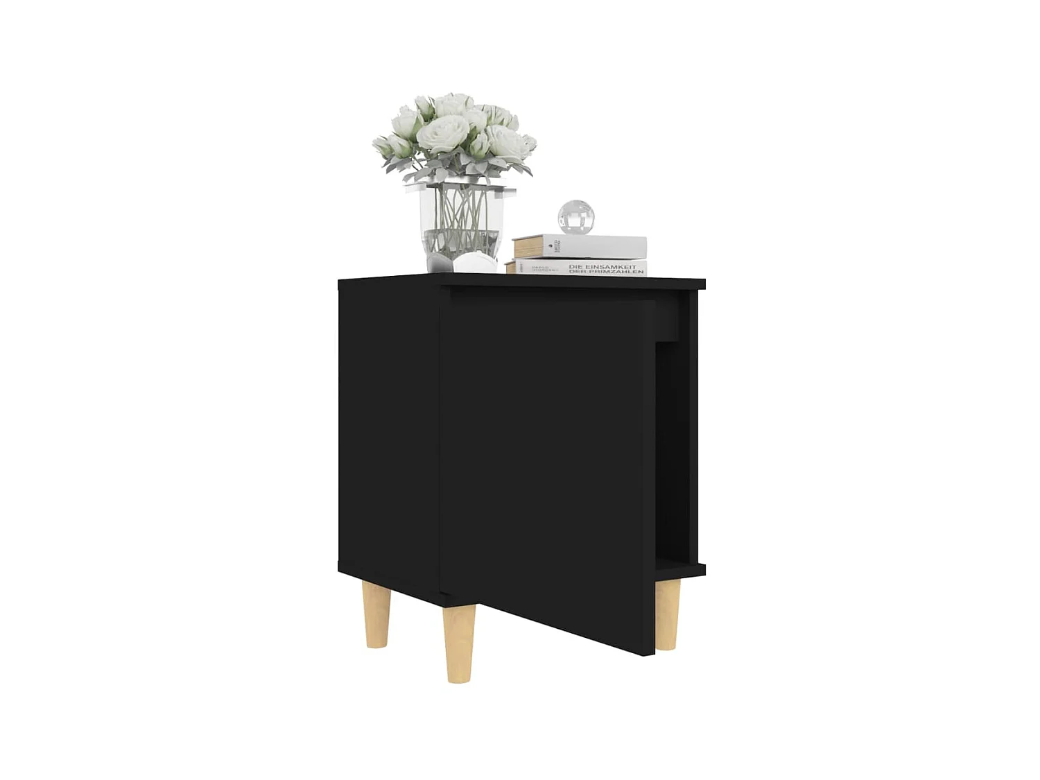 Nachtkastje met massief houten poten 40x30x50 cm zwart NL36397