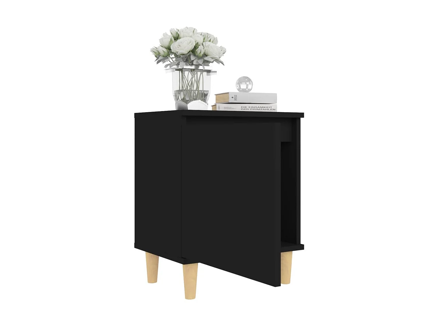 Nachtkastje met massief houten poten 40x30x50 cm zwart NL36397